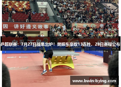 乒超联赛：7月27日战果出炉！樊振东豪取13连胜，28日赛程公布